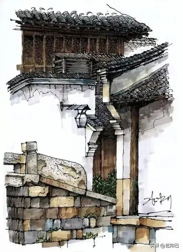 张利老师的马克笔风景写生