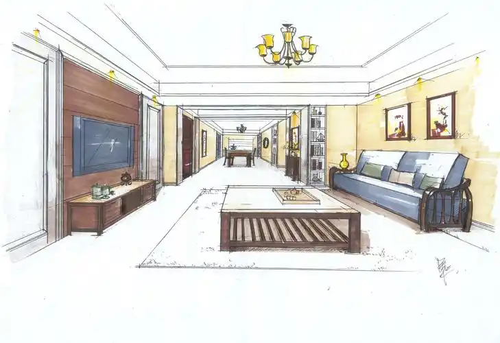 手绘效果图混搭风格装修效果图