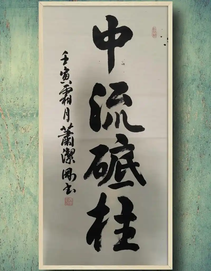 三尺整张作品:中流砥柱.#写字是一种生活 @杰光  - 抖音