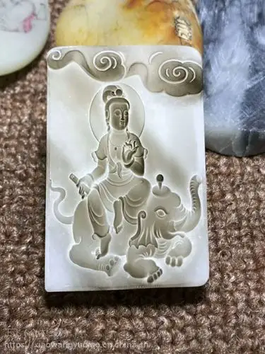 小王玉雕工作室专业设计普贤菩萨挂件,本命佛吊坠