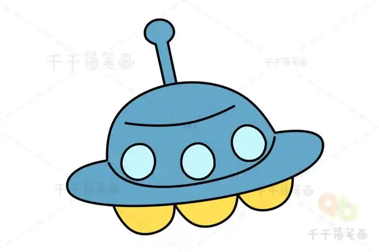 外星人飞船儿童画儿创简笔画宇宙星球马克笔儿童画简笔画马克笔飞碟