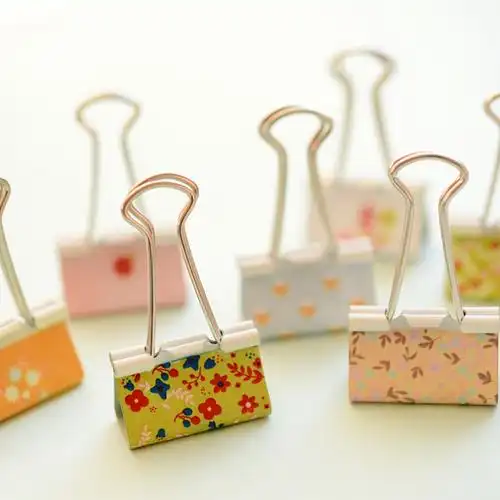 文具 票尾夹 彩色花卉 长尾夹 文件夹子包装设计木子1030同采自item