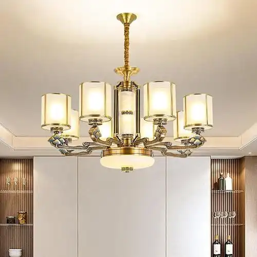 觅物新中式客厅吊灯全铜古典禅意中国风别墅大厅包厢高端卧室餐厅灯具