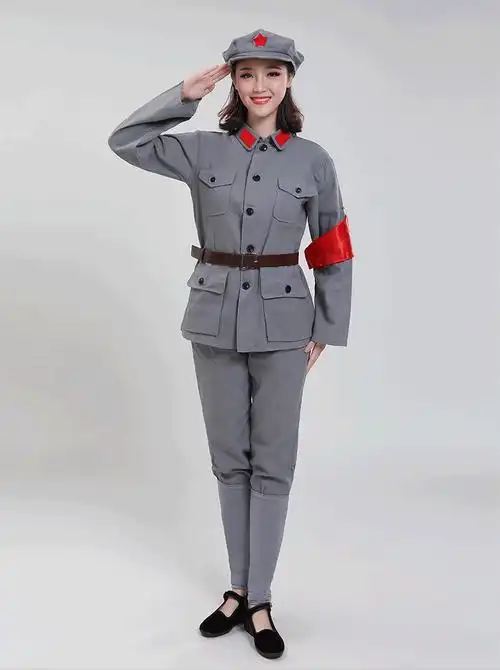 红军演出服大人八路军衣服军装套装红星闪闪服装涤棉夏季成人儿童-mc
