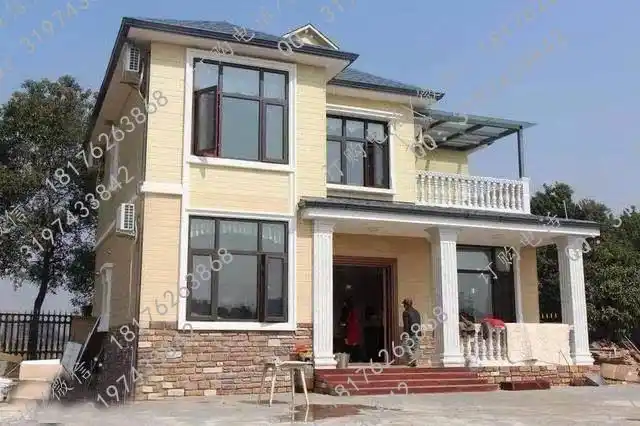 110平方米20万以内二层农村自建房别墅建成实景图(附全套cad施工图