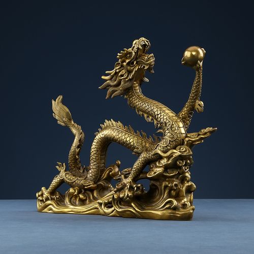 摆件铜欣祥纯铜单龙戏珠龙家居家居装饰装饰品开业礼品摆件