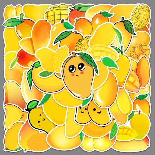 50张芒果卡通水果手账贴纸小清新装饰可爱贴画防水diy手机壳贴画