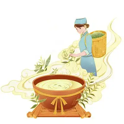 茶艺茶道谷雨清明png素材茶文化采茶春茶立即下载绿色手绘卡通茶叶