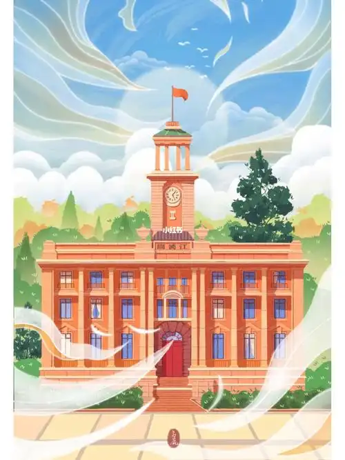 城市建筑插画武汉江汉关博物馆