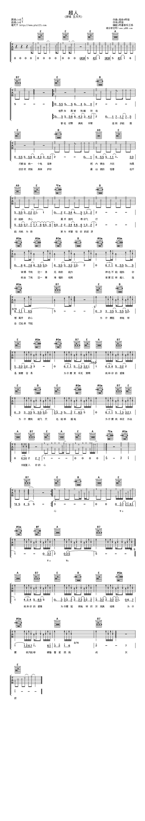 超人吉他谱 第1页