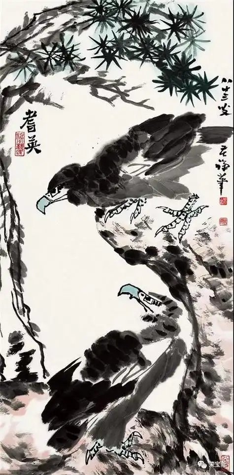 李苦禅卧鹤图(素练风霜起李苦禅)