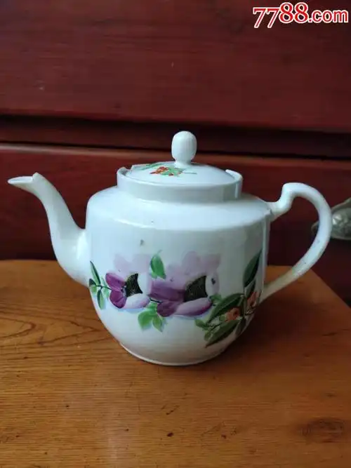 解放初期景德镇手绘花卉茶壶包老包真