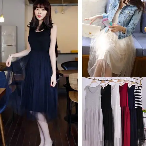 莫代尔拼接蕾丝连衣裙长裙