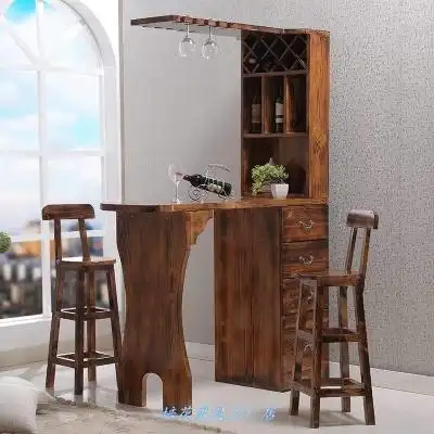 实木吧台桌带柜