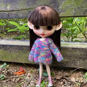 blythe小布娃娃衣服 bjd/sd6分 ob24娃衣 手工彩色毛衣上衣
