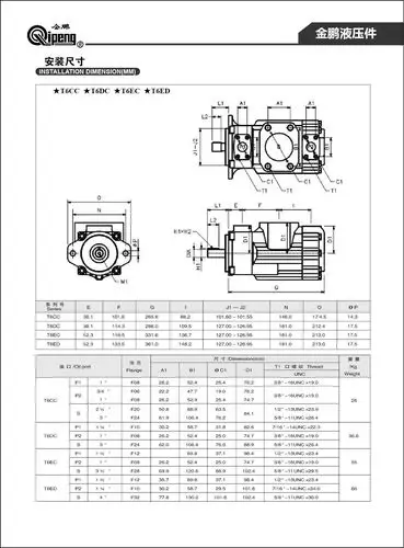 denison丹尼逊液压泵t6ec-042-031-2r00-c100双联叶片泵t6ec