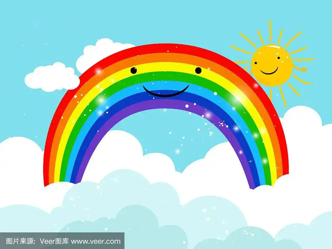 卡通微笑彩虹在天空