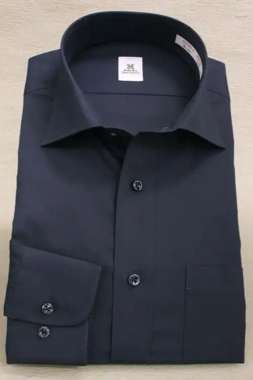 海军衬衫长袖棉 100%半宽颜色哈维尔男式衬衫日本