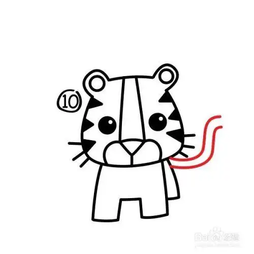 动物老虎篇 怎么画卡通虎简笔画步骤图