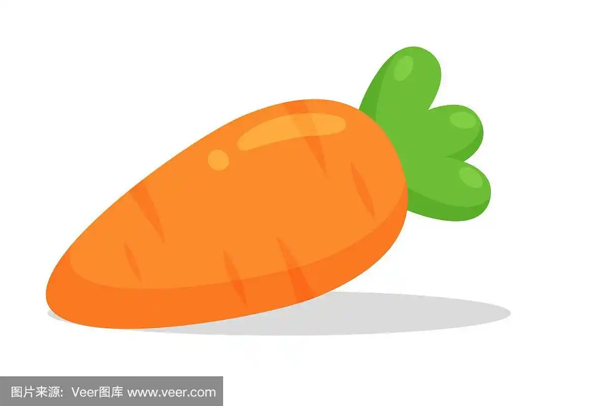 胡萝卜蔬菜矢量插图可爱和明亮的卡通孤立在白色的背景.