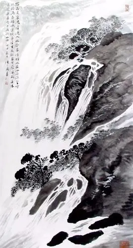 陆一飞 瀑布题材山水画欣赏,爽