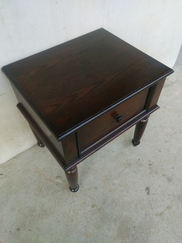 简约美式床头边柜纯手工擦色工艺黑胡桃色全实木整装边几乡村做旧