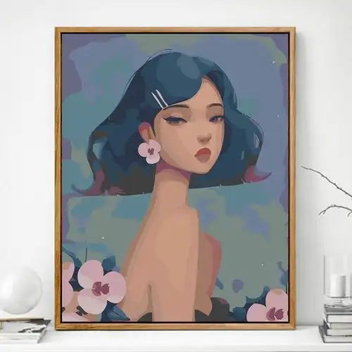 diy数字油画填充油彩画少女人物手工填色丙烯画客厅卧室装饰画