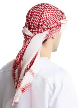 迪拜王室高档羊毛男士头巾长巾沙特旅游男式包头巾围巾复古提花巾