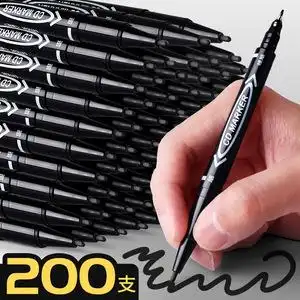 200支油性小双头记号笔小学生美术专用描边细头勾线笔粗细两头黑色