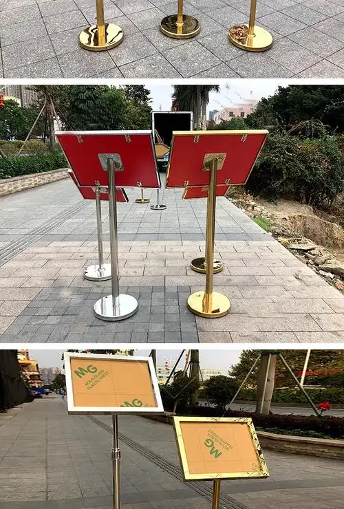 鑫隆康不锈钢立牌指示牌立式导向牌户外落地a3水牌展示架酒店指引广告