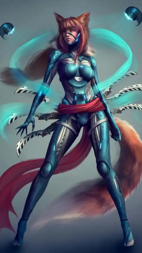 酷酷的动漫狐狸女战士