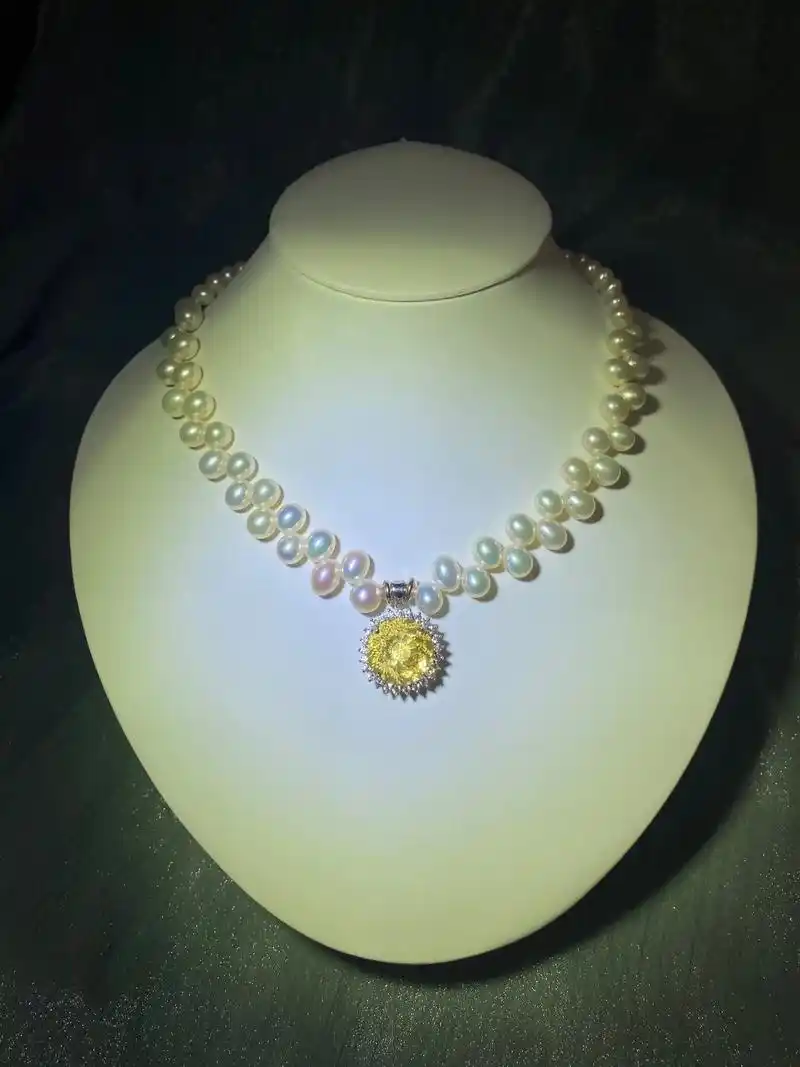 珍珠黄水晶项链