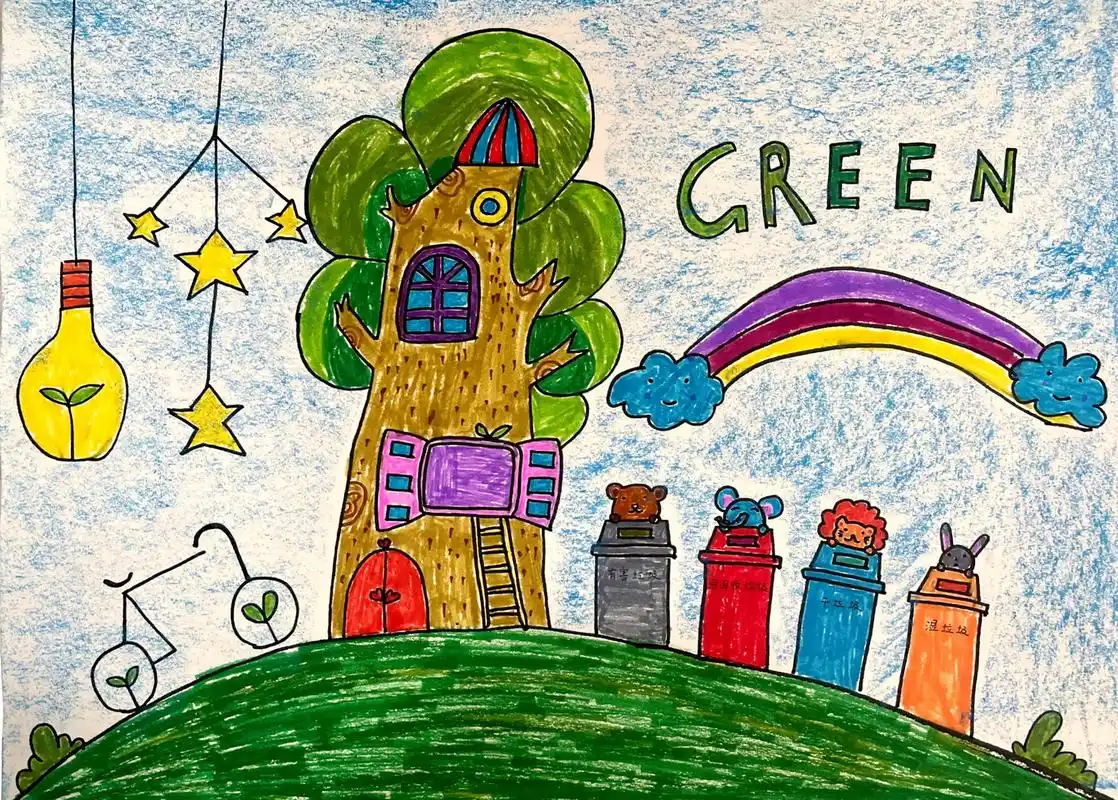 幼儿园低碳环保 儿童画 简笔画