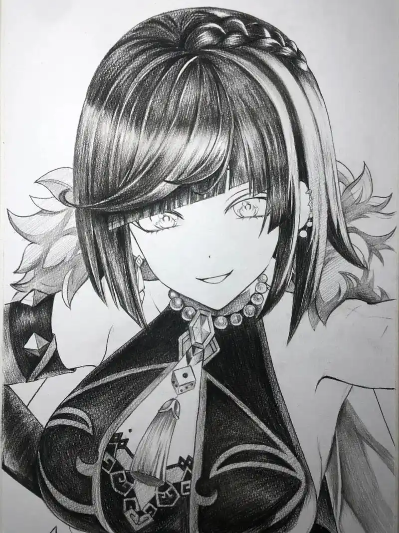 原神角色夜兰绘画过程图.#手绘 #艺术在抖音 #绘画过程 # - 抖音