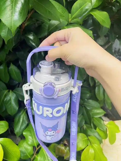 库洛米儿童保温杯女生高颜值新款双饮吸管水杯小学生上学专用杯子