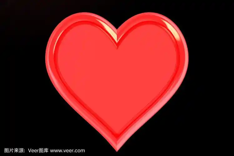红心孤立在黑色背景上
