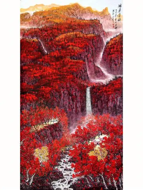 刘丹娜老师国画精品大六尺江山秋興鸿运当头 山水尺寸约178x96#名家