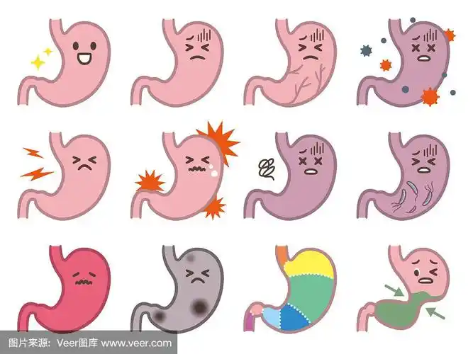 伤心生病的哭,健康坚强快乐微笑可爱胃的性格.