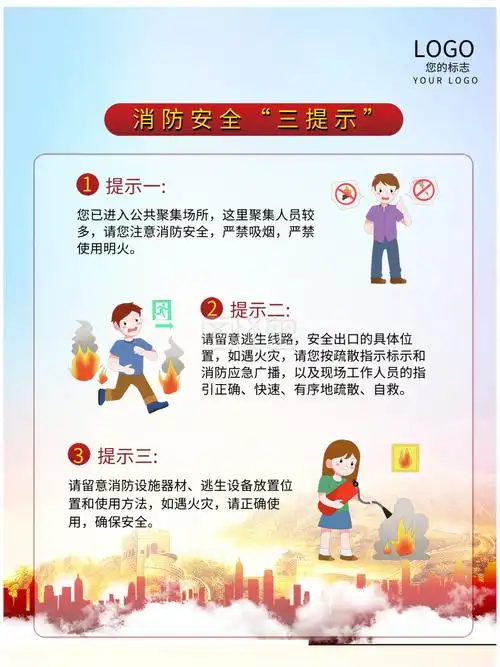消防安全三提示海报