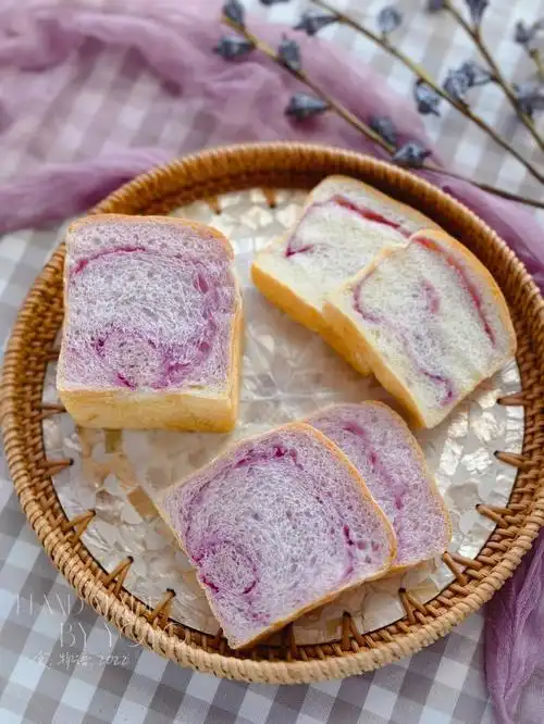 满满少女心78低糖紫薯芋泥双色吐司教程