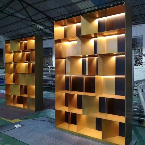 不锈钢定制金属红酒柜展示柜黑钛ktv红酒架恒温壁龛装饰柜电视柜