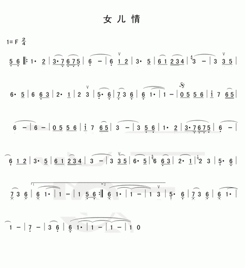 女儿情月光下的凤尾竹葫芦丝谱《月光下的凤尾竹》c调葫芦丝简谱