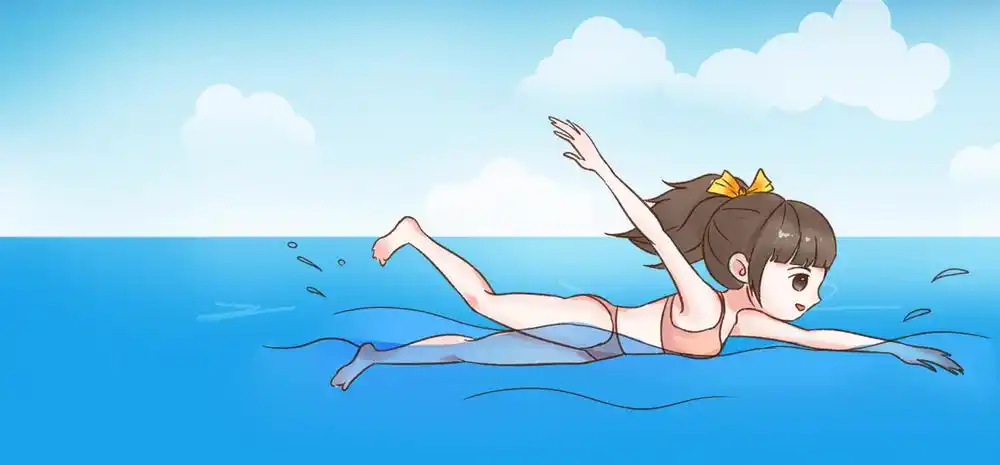 简约插画游泳少女