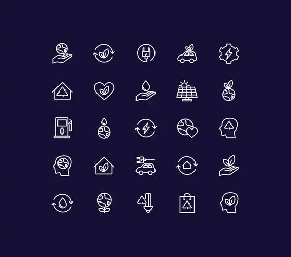 能源生态主题矢量线性蚂蚁素材精选图标energysourceecologyicons