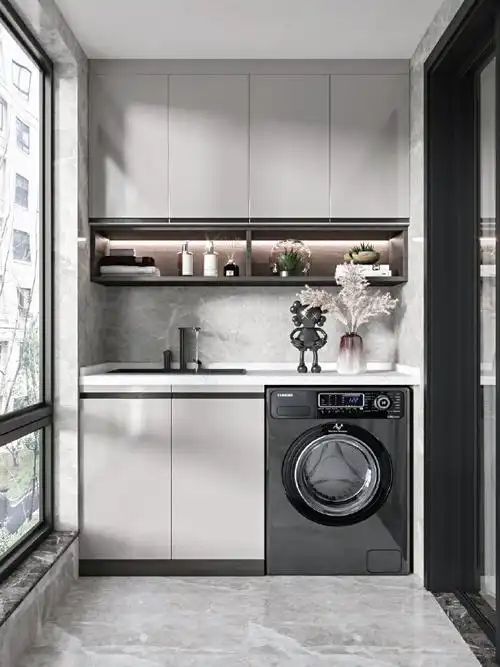 美观又实用阳台洗衣机柜体设计