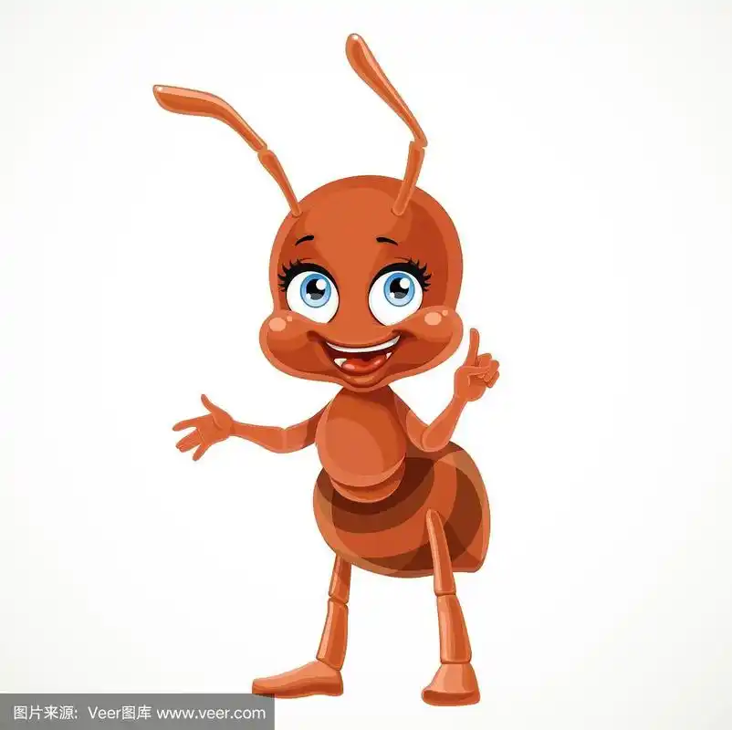 可爱的卡通蚂蚁讲述一些有趣的孤立在白色背景
