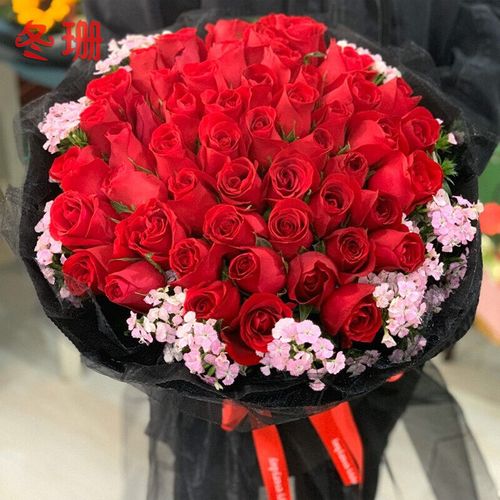 52朵红玫瑰花束鲜花速递  生日订花商务求婚送女生礼物 金堂双流
