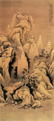 名家王云山水名画书画雪溪行舟图