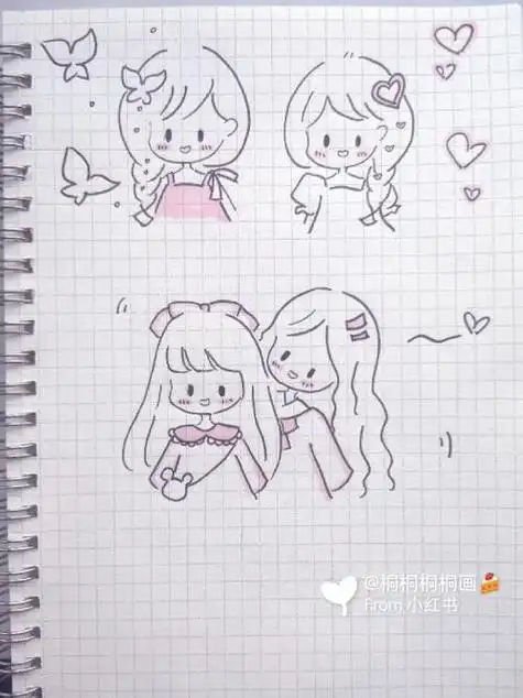 闺蜜简笔画小红书