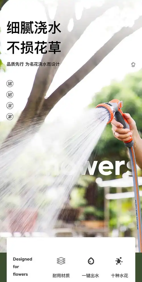 花园园艺浇水浇花喷头喷雾神器洗车高压花洒水枪园林家用水管套装 单